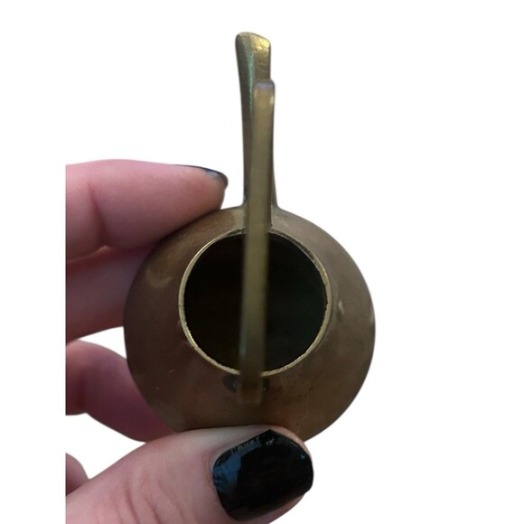 Vtg Mini Brass Teapot Kettle Spoon Fork & Stand Dollhouse Decorative - Picture 6 of 11